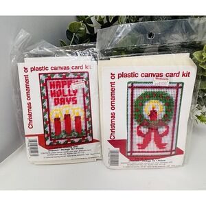 Vintage 1989 California Country Christmas Card Plastic Canvas Kit Lot of 2 NOS